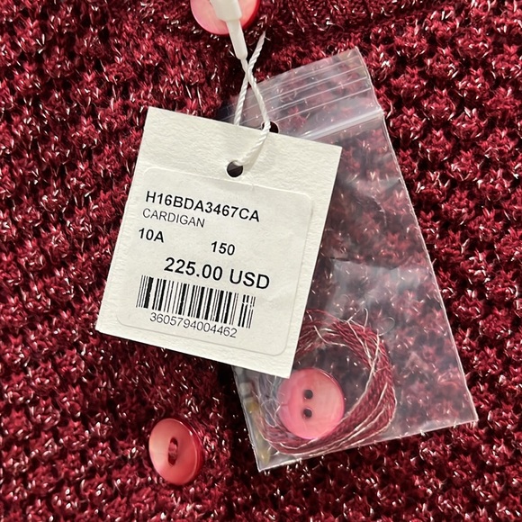 NWT Bonpoint Burgundy with Silver Cardigan - Size 10 - Picture 4 of 4